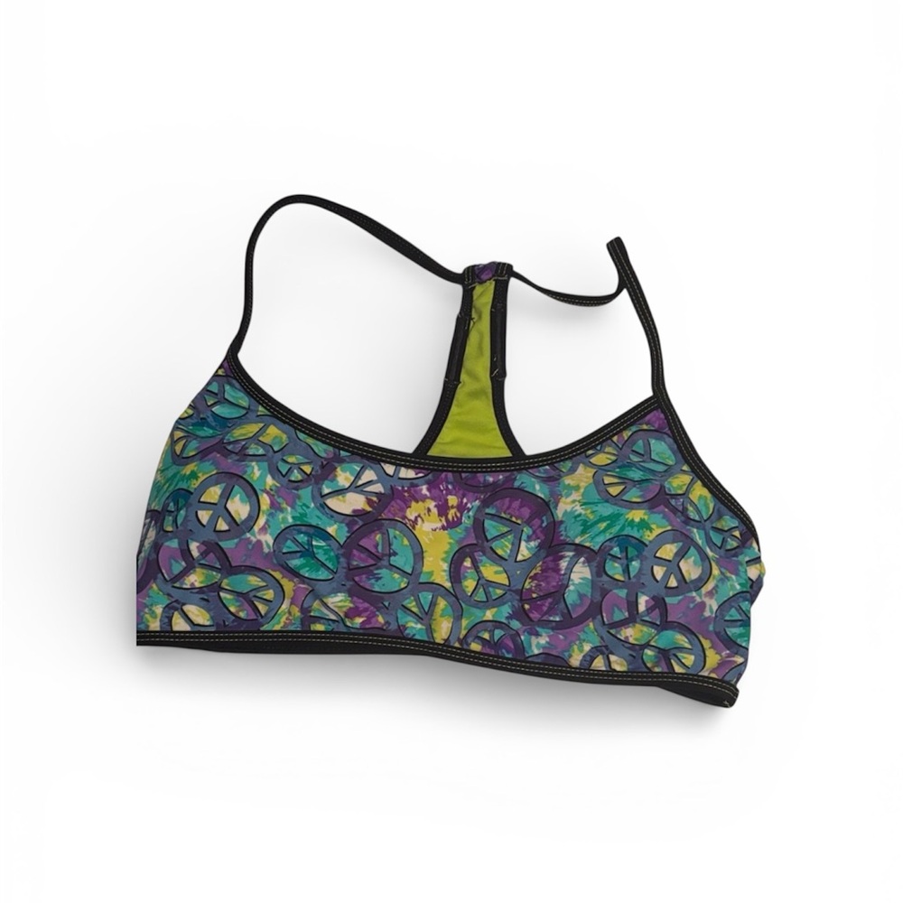 Joe Boxer | Peace Sign Racerback Bikini Bra Padding Support Hippie Coachella M - Picture 6 of 6